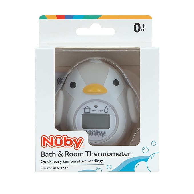 Nuby Bath and Room Digital Thermometer - Baby Thermometer for Safe and Cozy Bath and Room Temperatures - Penguin