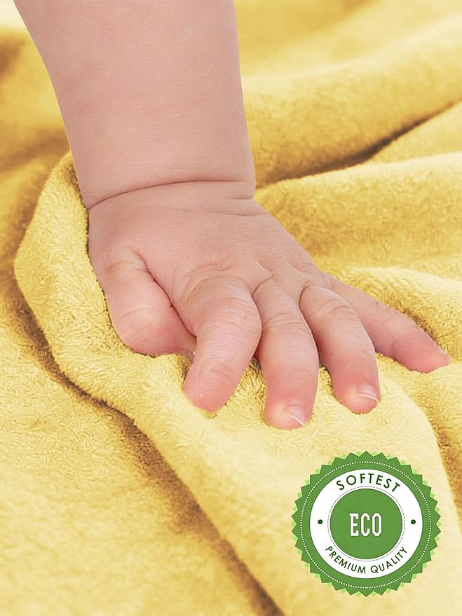 HIPHOP PANDA Baby Washcloths, Rayon Made from Bamboo - 2 Layer Ultra Soft Absorbent Newborn Bath Face Towel - Reusable Baby Wipes for Delicate Skin - Yellow, 6 Pack