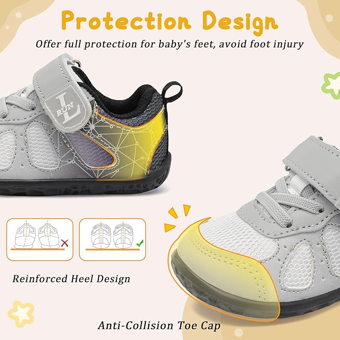 L-RUN Baby Shoes Boys Girls First Walkers Breathable Infant Sneakers Flexible Non-Slip Sole Walking Shoes for Toddlers