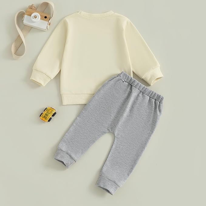 WZTYYDS Toddler Baby Boy Fall Clothes Letter Truck Long Sleeve Pullover Sweatshirt Tops Joggers Pants Set Winter Outfits
