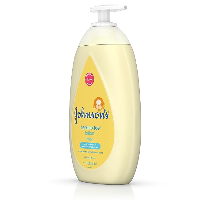 Johnson's Head-to-Toe Moisturizing Baby Body Lotion for Sensitive Skin, Hypoallergenic and Paraben-, Phthalate- and Dye-Free Baby Skin Care, 27.1 Fl Oz (Pack of 1)