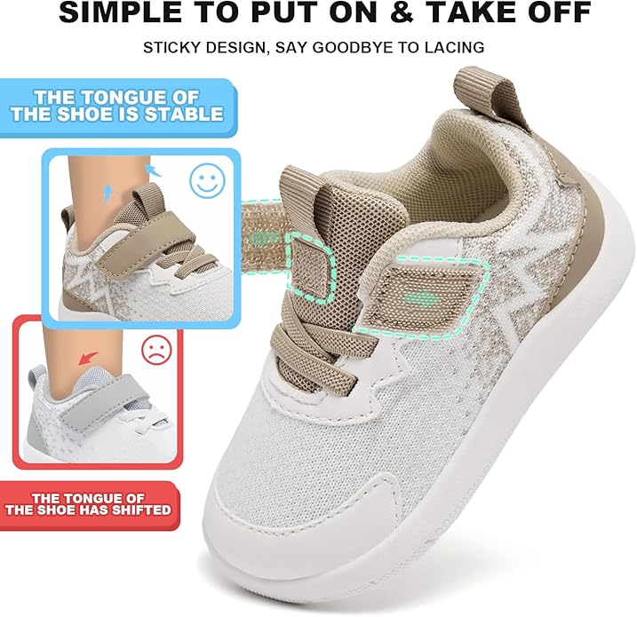 MORENDL Wide Toddler Shoes Baby Walking Shoes Boys & Girls Barefoot Sneakers Zero Drop Comfort Tennis Running Outdoor Activities