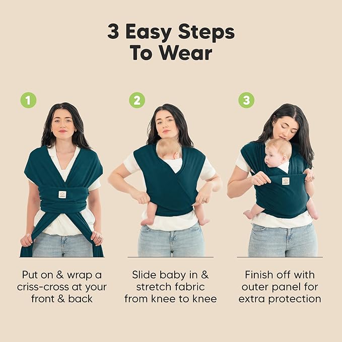 KeaBabies Baby Wrap Carrier - All in 1 Original Baby Carrier Newborn to Toddler Sling, Easy to Wear, Hands Free Bonding, Lightweight, Breathable Infant Wraps (Peacock Green)