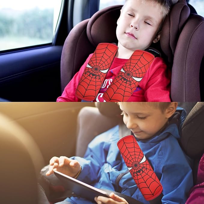 Seat Belt Cover for Kids, Seat Belt Pad for Boys Girls, Car Seat Straps Shoulder Pads for Kids, Kid's Seat Belt Cushion, Shoulder Strap Pad, 1 Piece （Spider Hero）