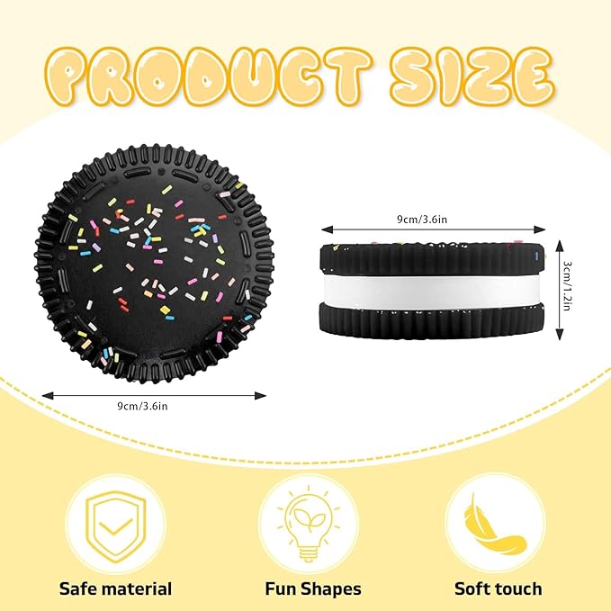 Sticky Cookie Squishies Fidget Toys Adults, Squeeze Toys Fidget Toys for Autism, Stress Balls for Adults Fidgets Birthday Easter Basket Stuffers(1 Pack Large Black)
