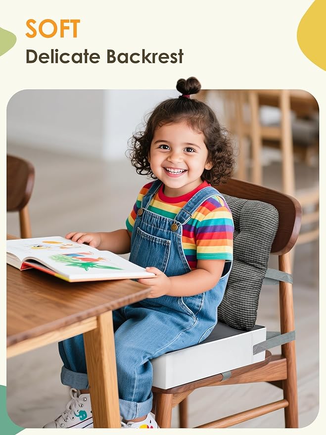 Booster Seat for Kitchen Chair, Toddler Booster Seats with Adjustable Washable Safety Belts,Kitchen Dining Table Booster Seat, Portable Travel Increasing Cushion for Baby Child Kid Boy Girl