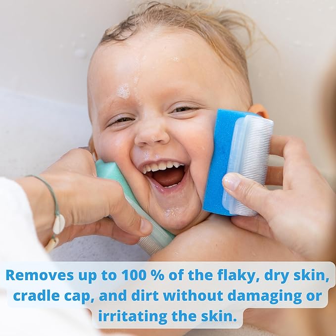 Cradle Cap Brush for Babies - Baby Sponge for Bathing Newborn Bath Essentials | Cradle Cap Treatment | Baby Bath Sponges for Newborns (5-Pack)