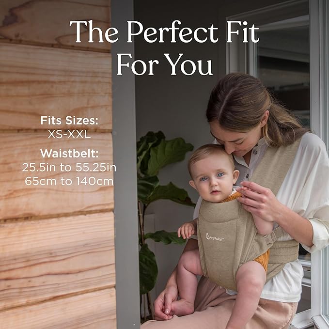 Ergobaby Embrace Baby Carrier Newborn to Toddler - Lightweight Ergonomic Baby Carriers - Cozy Essentials (7-25 Pounds), Ponte Knit, Olive