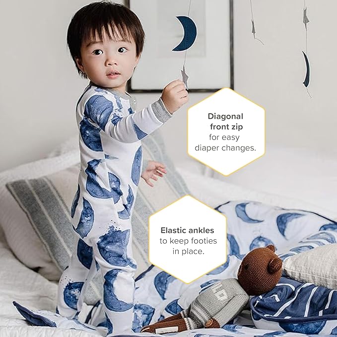 Burt's Bees Baby baby-boys Sleeper Pjs, 100% Organic Cotton, One-piece Footie, Zip Up Jumpsuit, Snug Fit Pajamas