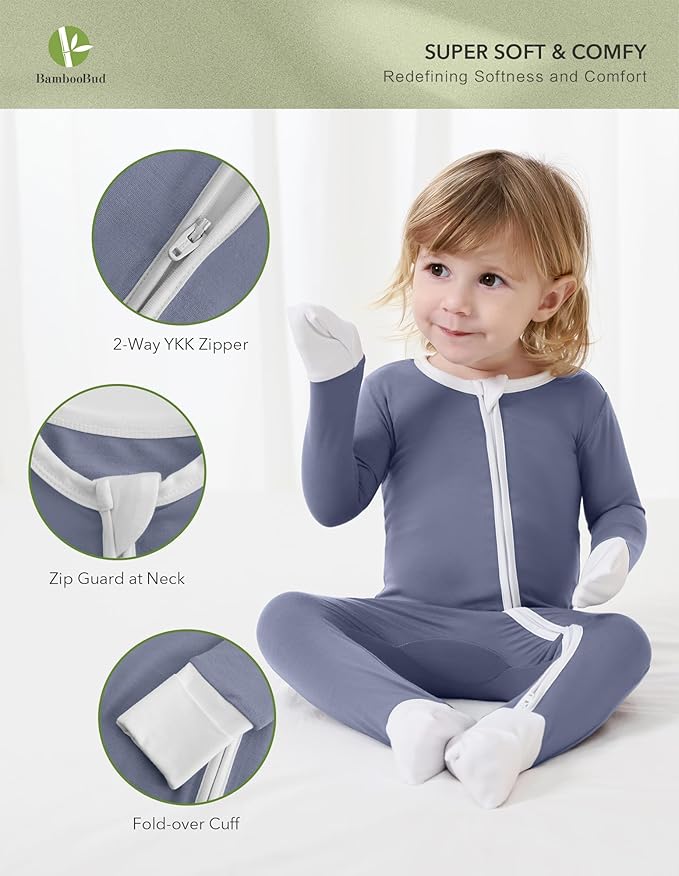 Baby Zippered Rompers Newborn Pajamas Sleepers Long Sleeve Jumpsuits Infant Zipper Romper-Viscose from Bamboo