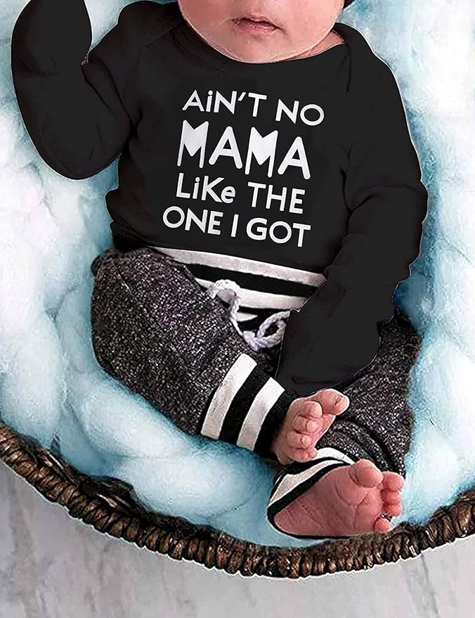 Fommy Newborn Baby Boy Clothes New to The Crew Letter Print Romper+ Pants+Hat 3PCS Outfit