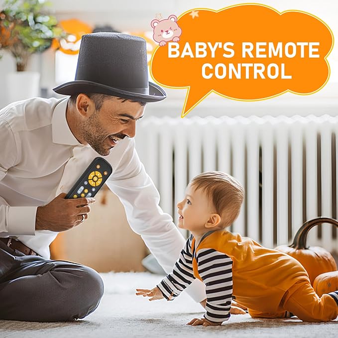 Baby TV Remote Control Toy 6 Month+, Toddler Realistic Remote Toy with Sound and Light, Early Educational Music Toys with 3 Languages English French Spanish for Infant Boys Girls 6 12 18 months