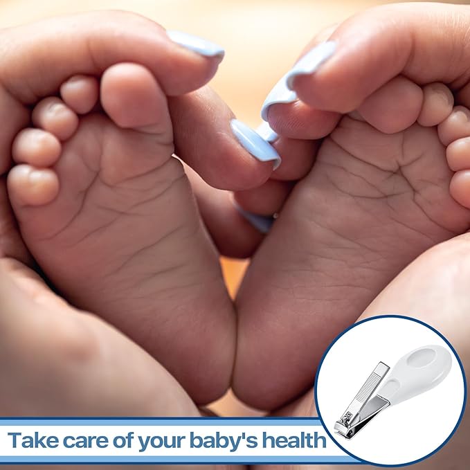 20 Pcs Baby Nail Clippers Bulk Blue Fold Up Stainless Steel Finger Trimmer Cutter for Newborn Infant, Home Travel Nursery(White)