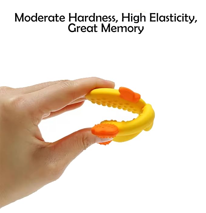 [BabyBite] Baby Teething Toys Cute Duck Teether for Sensory and Developmental Play for Baby and Toddler 100% BPA Free Food Grade Silicone (Blue)