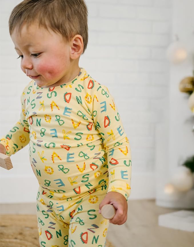 moimoln Sibling Matching 6M-8Y Soft Warm Cotton Modal Character Long Sleeve Snug-Fit Pajama Long Sleeve Sleepwear Daily