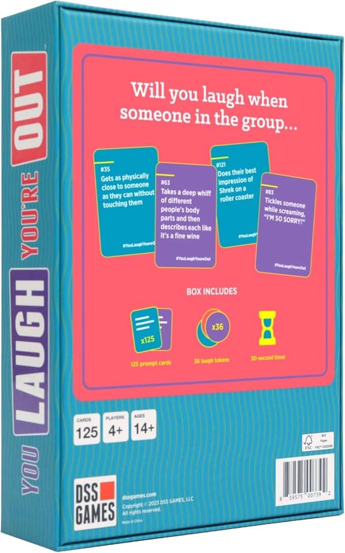 DSS Games You Laugh You're Out Game | Family Card Game for Adults, Kids & Teens | 125 Prompt Fun Cards for Game Nights & Parties Ages 14+
