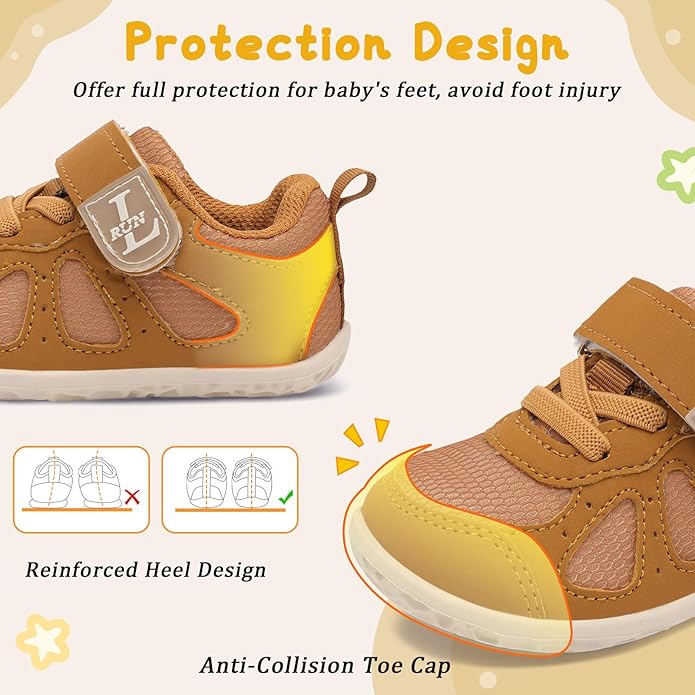 L-RUN Baby Shoes Boys Girls First Walkers Breathable Infant Sneakers Flexible Non-Slip Sole Walking Shoes for Toddlers
