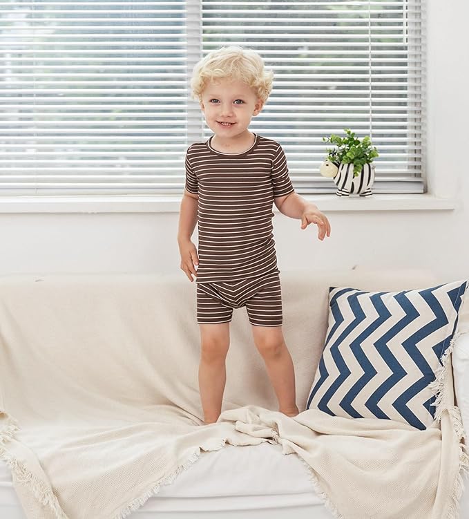 AVAUMA Stripe Pattern Baby Boys Girls Pajama Set Kids Toddler Snug fit Ribbed Sleepwear pjs for Daily Life Style