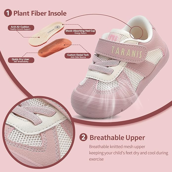 TARANIS Infant/Toddler Shoes Baby Sneaker Boy Girl First Walking Shoes Lightweight Non-Slip Newborn Crib Shoes