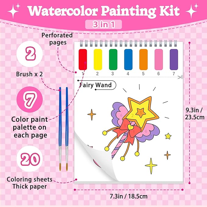 SOCOLER Paint with Water Coloring Books for Toddlers, Princess Theme Mess Free Watercolor Painting Papers for Kids Water Color Paint Kit Art Craft Birthday Gift for Ages 1-3, 4-8