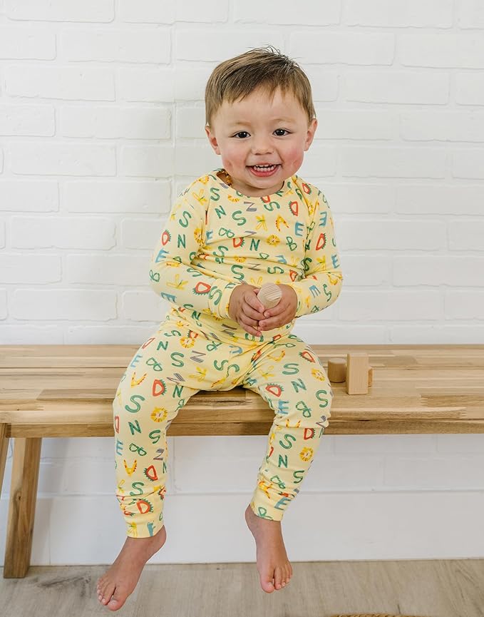 moimoln Sibling Matching 6M-8Y Soft Warm Cotton Modal Character Long Sleeve Snug-Fit Pajama Long Sleeve Sleepwear Daily