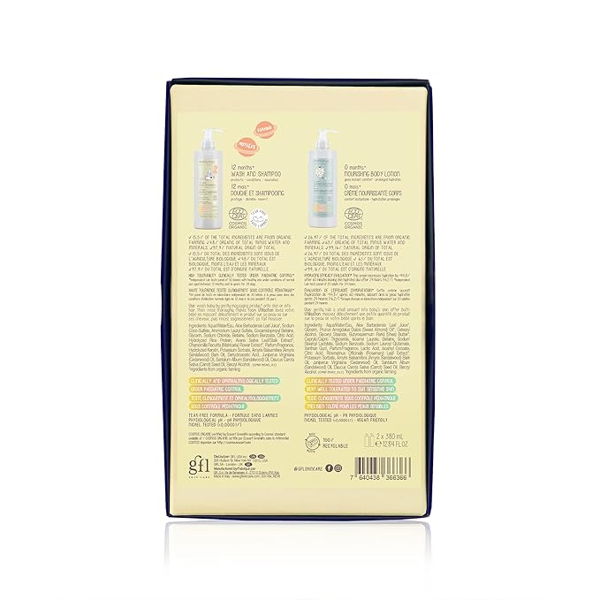 Organic Baby Bath & Care Kit 12months+ - Great Baby Gift Idea - Made in Italy with 100% Recycled Packaging (Contains Wash and Shampoo, Nourishing Body Lotion)