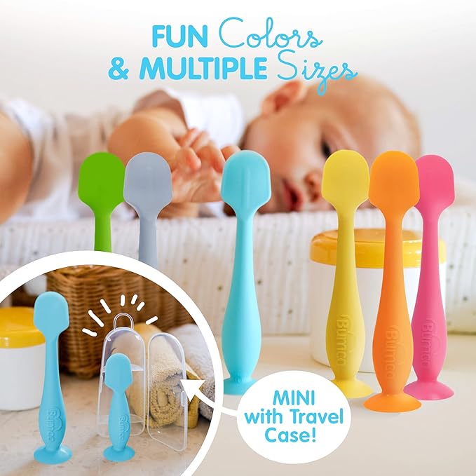 Bumco Baby Bum Brush - BPA-Free Diaper Cream Spatula with Suction Cup Base, Soft & Flexible Silicone, Wipe-Clean, Mom-Invented Diaper Bag Essentials (Blue)