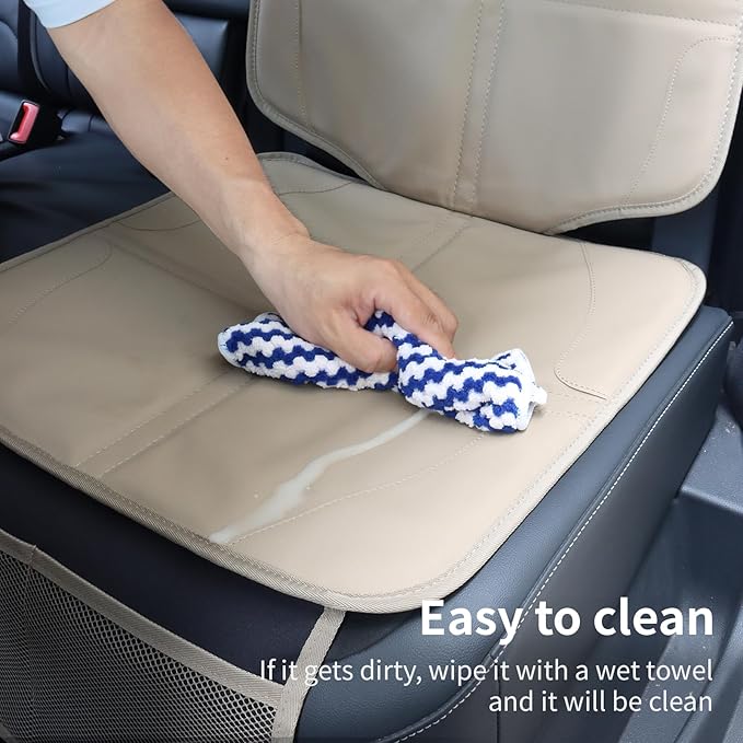 Car Seat Protector, Extra Thick Car Seat Covers Non-Slip Waterproof Mat Pad Leaving No Imprints Marks for Child Baby Pet Truck SUV Automobile (Beige-A)