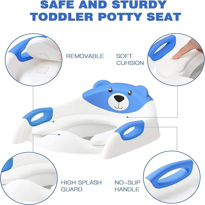 Potty Training Seat ，SKYROKU Potty Training Toilet with Step Stool Ladder, for Kids Boys Girls Toddlers - Comfortable Safe Potty Seat with Anti-Slip Pads Ladder (8838-DarkBlue)