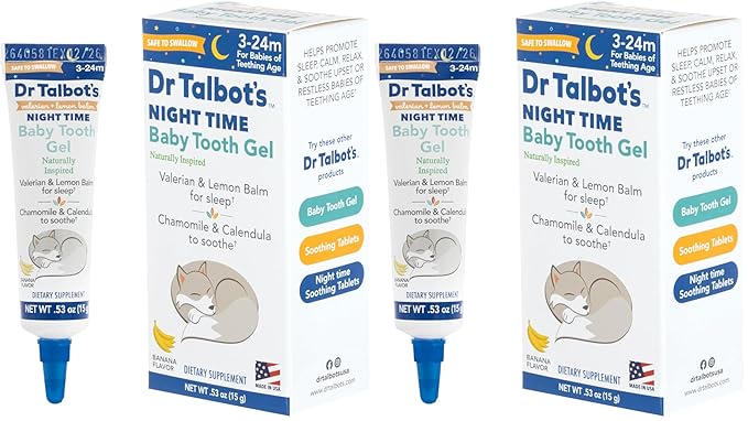 Dr. Talbot's Night Time Baby Tooth Gel for Sore Gums - .53 oz Tube - Banana Flavor - for Ages 3-24 Months (Pack of 2)