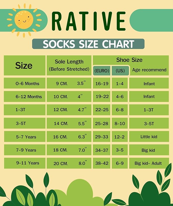 RATIVE Non Skid Anti Slip Crew Socks With Grips for Baby Infant Toddlers Kids Boys