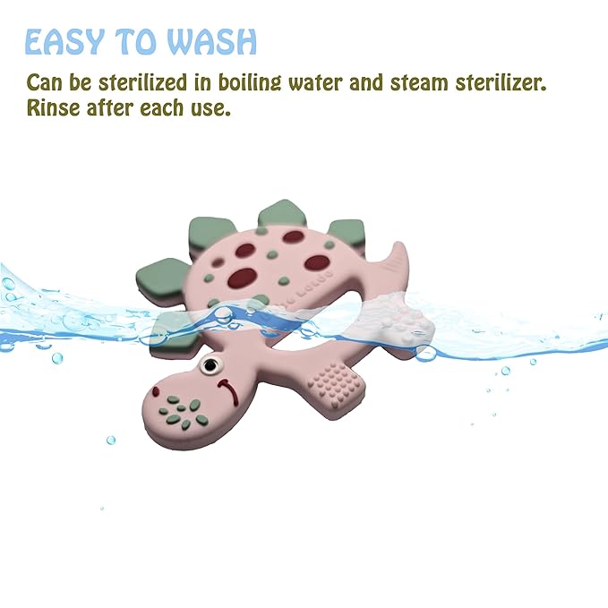 Bebe Mondo Dinosaur Baby Teething Toys 3–6 6–12 Months, Teethers for Babies 0–3–6–12 Months for Teething Relief, Baby Gift, Baby Teether Toys, Silicone Sensory Toys, Soft-Textured Infant Toys