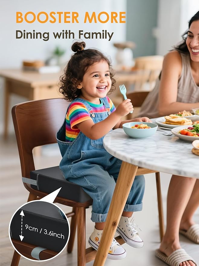 Booster Seat for Kitchen Chair,Toddler Booster Seats with Adjustable Washable Safety Belts Kitchen Dining Table Booster Seat, Portable Travel Increasing Cushion for Baby Child Kid Boy Girl