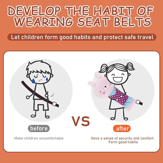 Barelove Seat Belt Cover Pillow for Kids, Car Seatbelt Cushion Shoulder Neck Support Protector Pad, Soft Stuffed Travel Vehicle Safety Belts Strap Pillow for Child Headrest, Christmas Gifts (Dinosaur)