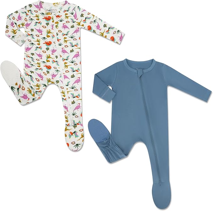 HAPIU Rayon from Bamboo Baby Footed Pajamas, 2 Way Premium Zipper, Footie for Baby Boy Girls, Newborn-24 Months