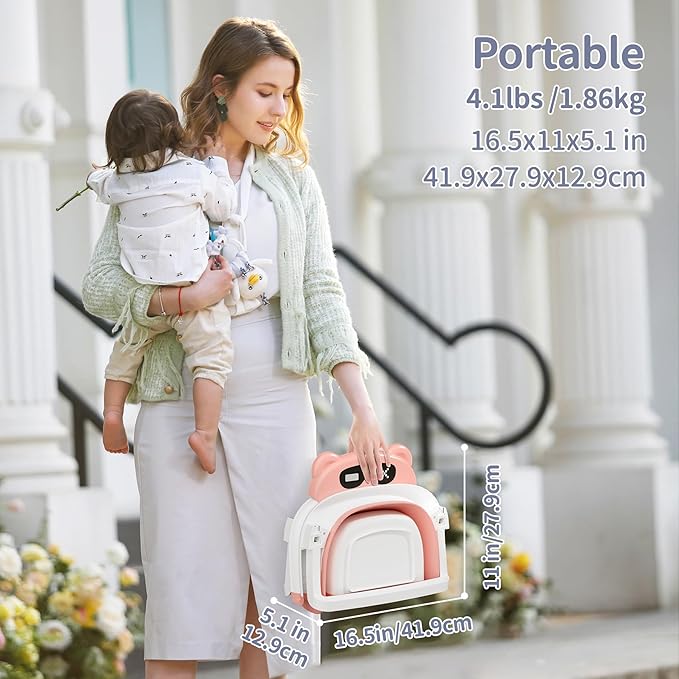 Collapsible Baby Bathtub for Newborn to Toddler (0-18 Months) - Foldable Baby Bath Tub with Soft Towel, Newborn& Infant Bathtub for Travel and Outdoor, Pink