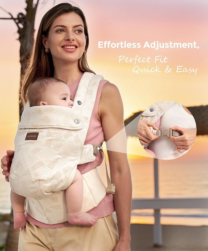 Momcozy Baby Carrier, Ergonomic, Cozy and Lightweight Carrier, Effortless to Put On, Ideal for Hands-Free Parenting, Enhanced Lumbar Support, Geometry