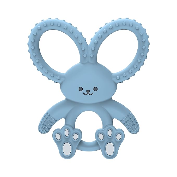 Dr. Brown's Flexees Blue Bunny, Soft 100% Silicone Baby Teether, BPA Free, 3m+ (Pack of 6)