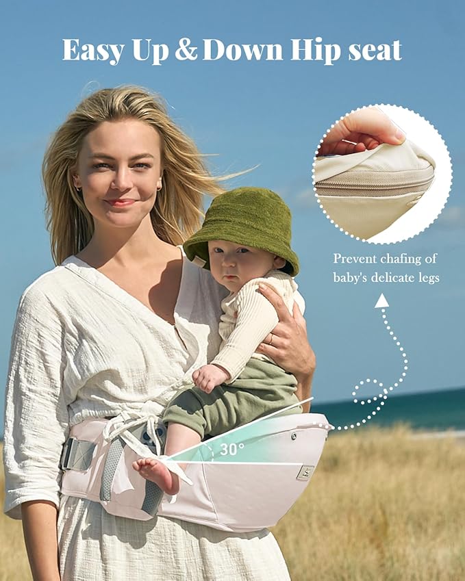 MOMTORY Baby Carrier Newborn to Toddler, 6-in-1 Baby Carrier Plus Size Friendly, Comfy and Supportive, Adjustable Detachable Infant Baby Hip Seat Carrier for 7-50lbs