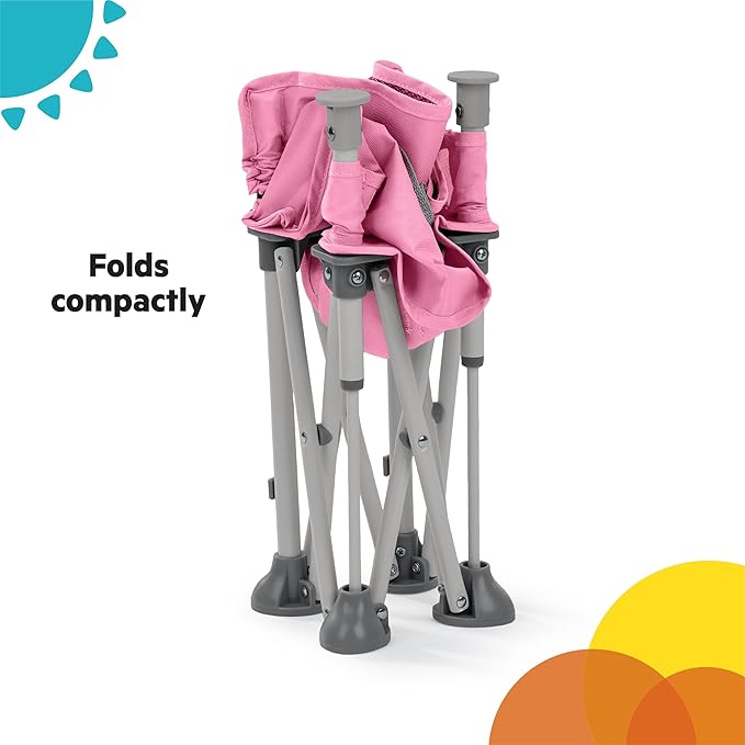 Bright Starts Pop 'N Sit Portable Booster, Indoor/Outdoor Use, Floor Seat with Feeding Tray, Pink, 6 Mos - 3 Yrs (Pack of 2)