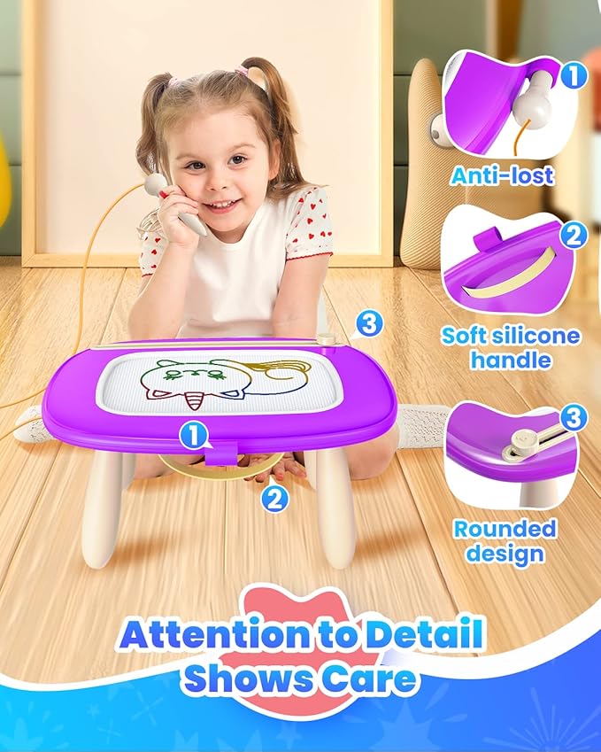 Doodle Board for Toddler Toys Age 1-3, Magnetic Writing Board, Preschool Learning and Educational Toys for 1 2 3 Years Old Girl Boy Gift for Birthday -Purple