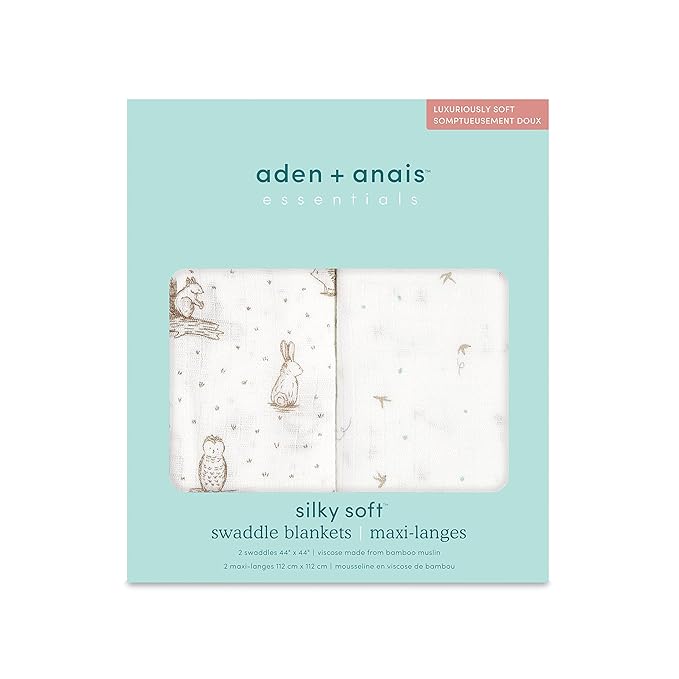 aden + anais Silky Soft Swaddle Blanket, Boutique Muslin Blankets for Girls & Boys, Baby Receiving Swaddles, Ideal Newborn & Infant Swaddling Set, Perfect Shower Gifts, 2 Pack, Healing Nature