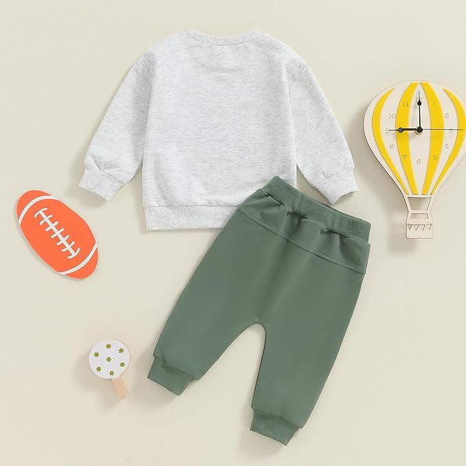 Baby Boy Fall Clothes Set Long Sleeve Letter Print Sweatshirt Pants Toddler Infant Outfits 6 12 18 24 Months 2T