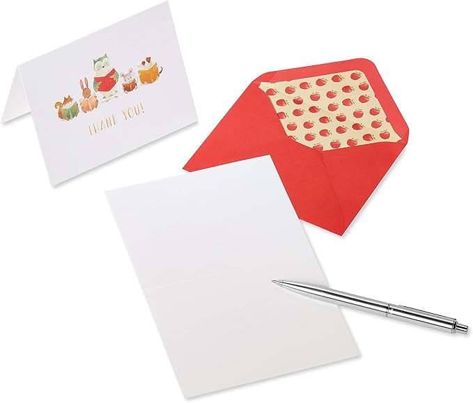 Papyrus Teacher Thank You Cards, Animals and Books (20-Count)