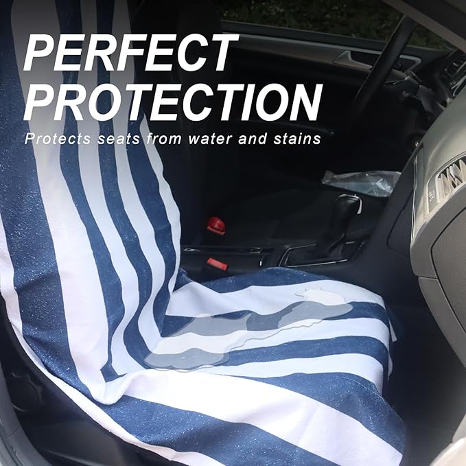 Sweat Towel Car Seat Cover Protector Front Seats for Gym Workout, Running, Swimming, Beach and Hiking, Waterproof Universal Seat Cover for Car, Truck, Van & SUV (2pcs Front Seat)