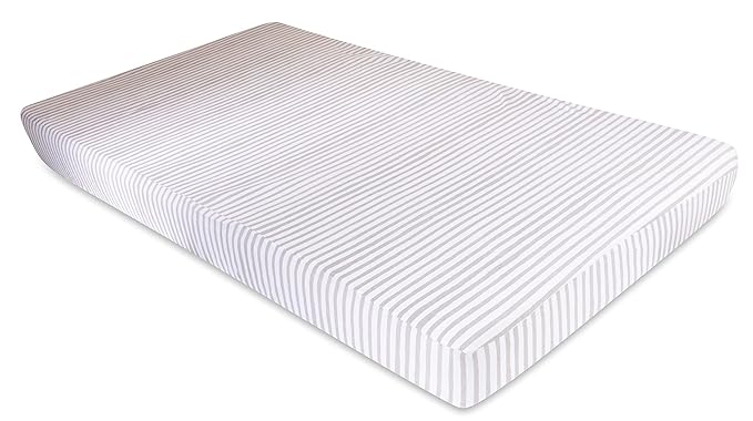 Ely’s & Co. Waterproof Crib Sheet/Toddler Bed Sheets – All-in-One Mattress Protector and Fitted Sheet – Soft Jersey Cotton, Grey Splash & Stripes, Gender Neutral Nursery Bedding Essential – 2-Pack