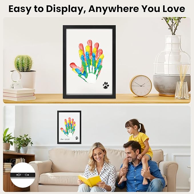 Omrhvi Family Handprint Kit, DIY Craft Keepsake, Hand Print Photo Frame, Family Gifts for New Mom, New Baby, New Parents, Grandparents, Mother's Day, Father's Day, Adoption Day, Anniversary