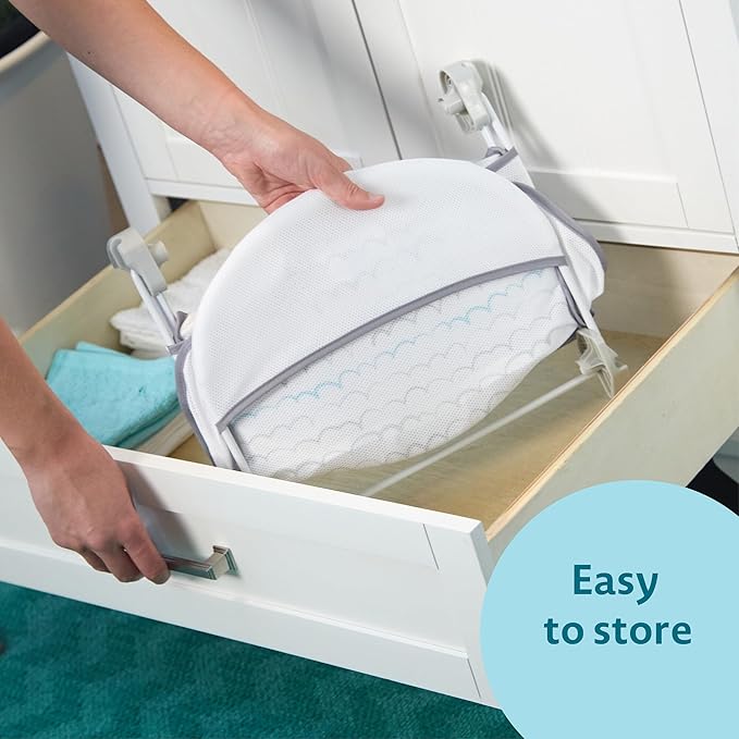 The First Years Sure Comfort Folding Baby Bather - Baby to Toddler Bath Tub - No-Slip Seat - for Sink or Tub Use (Pack of 4)