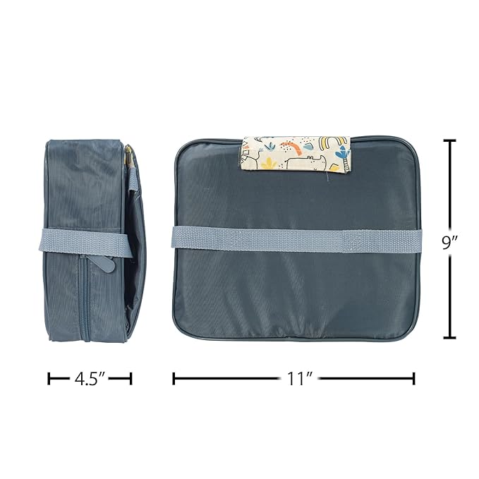Nuby Easy Go Booster Seat - Travel Booster Seat for Babies and Toddlers with 3-Point Harness - 9+ Months - Beige Safari Print