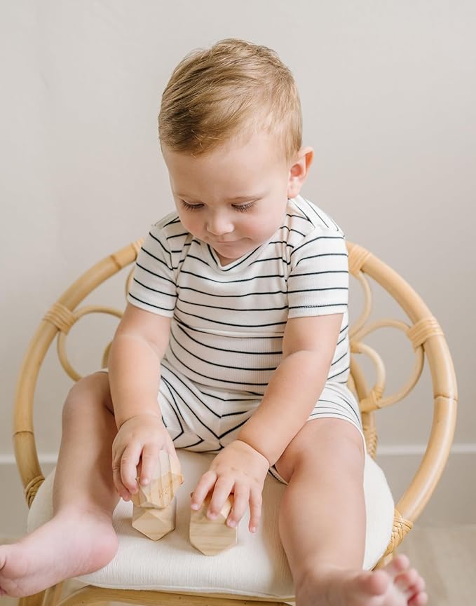moimoln Stripe Pajamas Set 12M-8Y Ribbed Unisex Baby & Toddler, Soft Viscose, Snug-Fit, Everyday Sleepwear